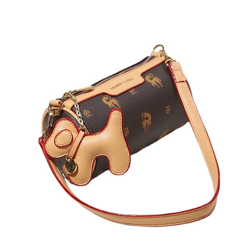 

Сумки для женщин, новинка 2021, модная женская сумка на цепочке с принтом, сумка-мессенджер на плечо, круглая сумка-мешок, кошелек и сумочка, Ро...