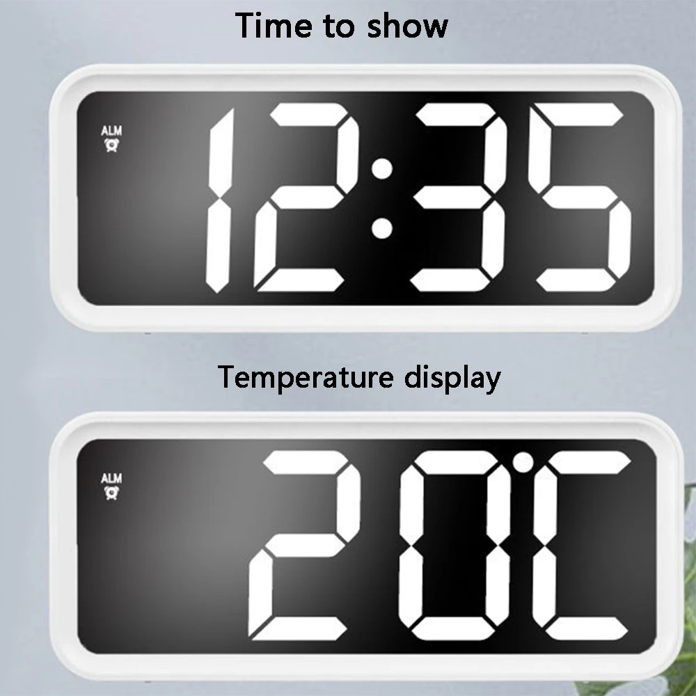 

Large Screen Electronic Clock, Mirror LED Alarm Clock, Large Font Clock, Living Room Clock, Illuminated Bedside Clock