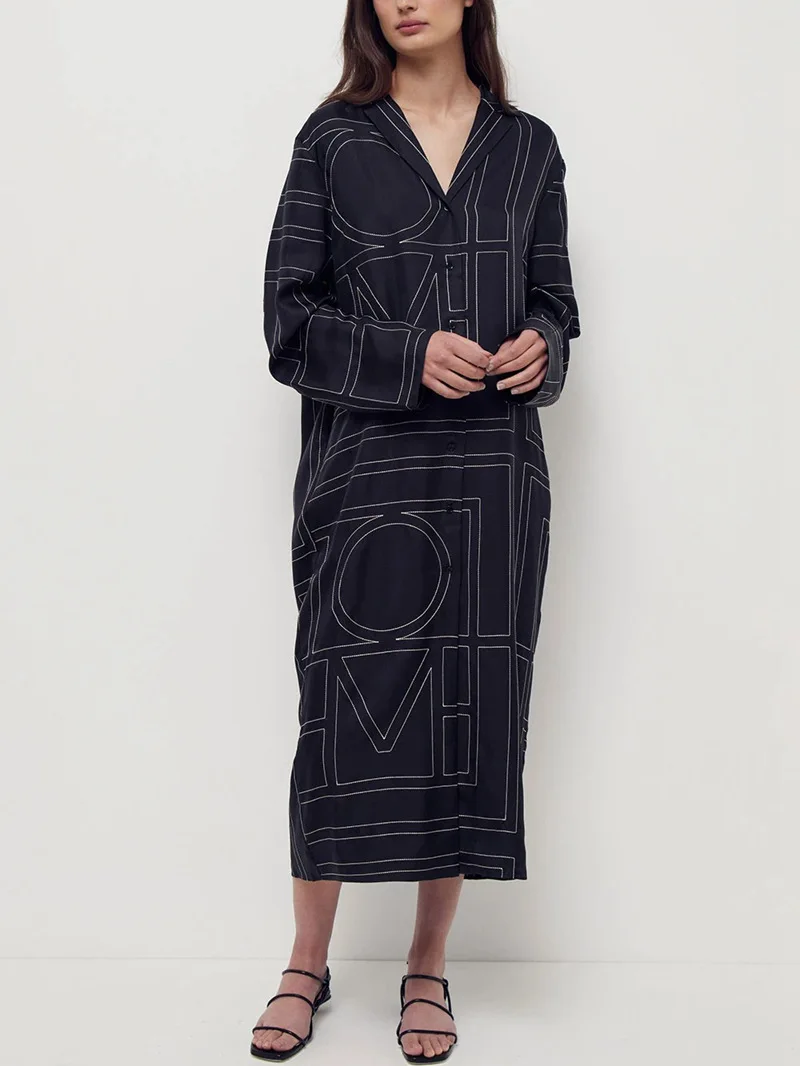 

Women Dress 2020 Spring and Autumn New Women's Solid Color Stitching V-neck Mid-length Dress