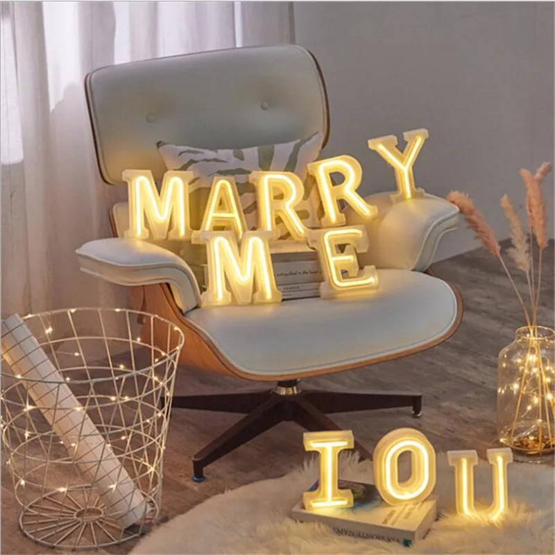 16CM Height 3D White Letters Wedding Decoration Ornaments 0-9 Numbers LED Light Indoor Wall Hanging Birthday Party Xmas Decor