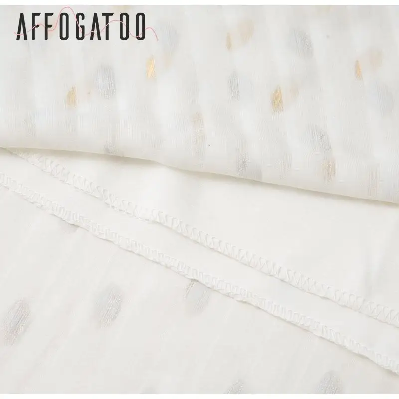 Afogatoo, сексуальное пляжное длинное платье с открытыми плечами, элегантное белое платье в горошек с рюшами, весна-лето, Повседневное платье макси для вечеринки, женское платье