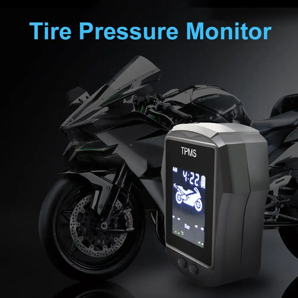 Мотоцикл TPMS Беспроводная система мониторинга температуры в шинах с ЖК-дисплеем 2