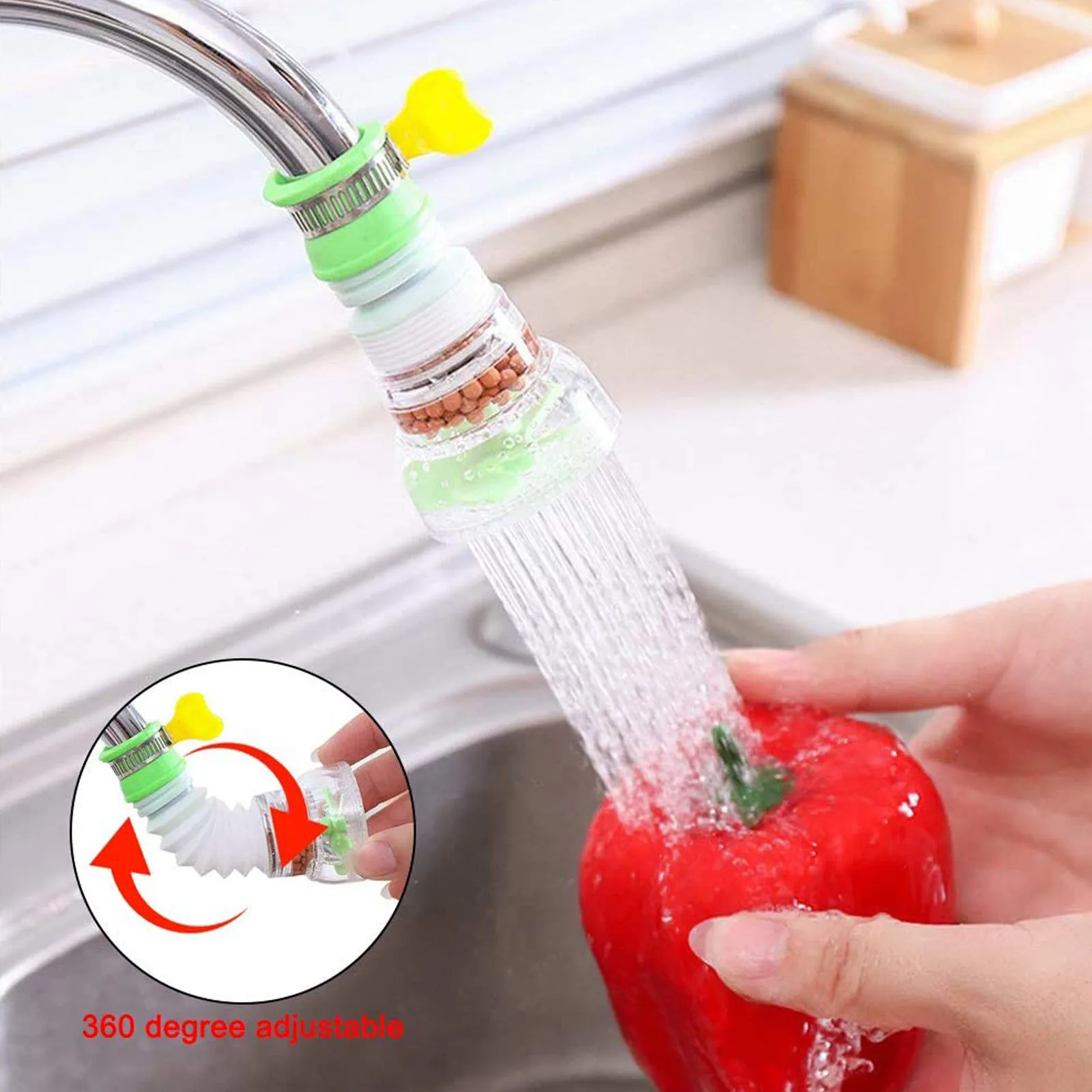 

Moveable Kitchen Tap Head 360 Rotatable Faucet Water Saving Filter Sprayer Tool