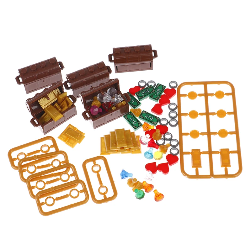 

1 set Jewelry Set Building Blocks Ore Gold Silver Cions Dollars Boxes Accessories Mode Bricks DIY Toys for Children