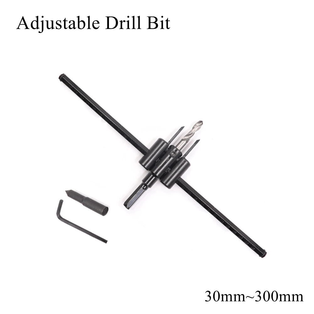 

30mm ~ 300mm Adjustable Drill Bit Circle Hole Saw Core Cutter Set Cutting Kit Drilling Bits Tool Wood Woodworking Plastic Gypsu