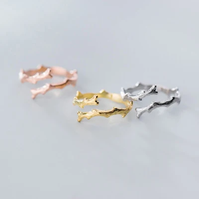 

Leouerry 925 Sterling Silver Tree Trunk Branches Opening Rings for Women Fashion Elegant Silver 925 Jewelry Wholesale