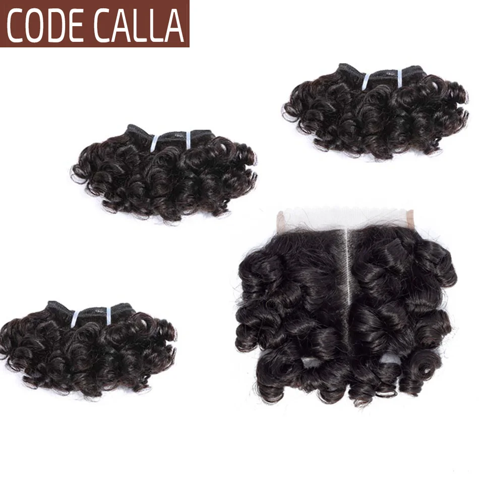 Надувные вьющиеся пучки волос Code Calla с 4*4 кружевной застежкой или 13*4 кружевными