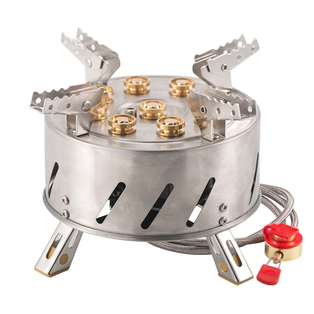 

12800W Self-Driving Tour Outdoor Stainless Steel 9-Head Stove Portable 9 Hole Fire And Brimstone Stove 캠핑 용품