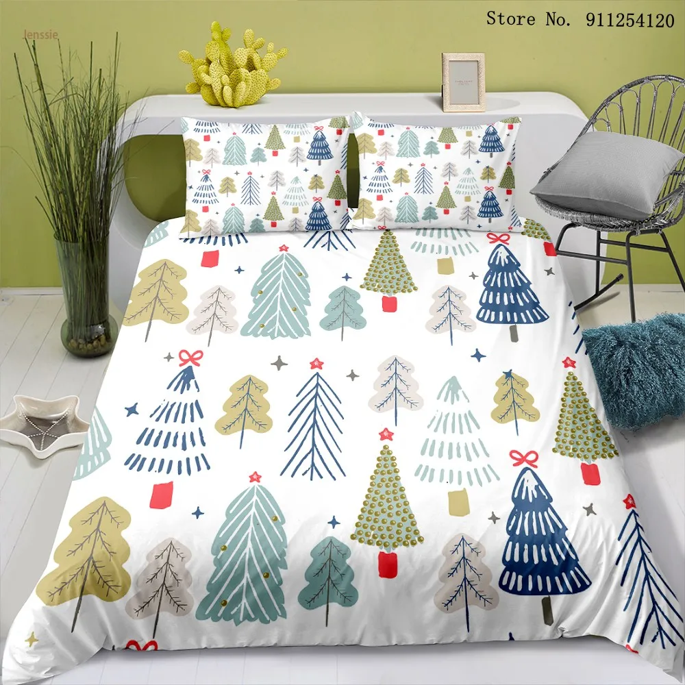 Рождественские постельные принадлежности с принтами деревьев наборы 2/3 шт.