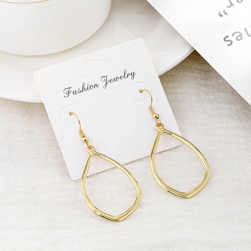 

Vintage Statement Water Drop Earrings for Women Fashion Jewelry Korean Metal Geometric Hanging Dangle Piercing Brincos