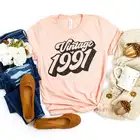 Винтажная рубашка для дня рождения 1991-30, женская футболка унисекс с рисунком в стиле ретро, для вечеринки в честь 30-го дня рождения