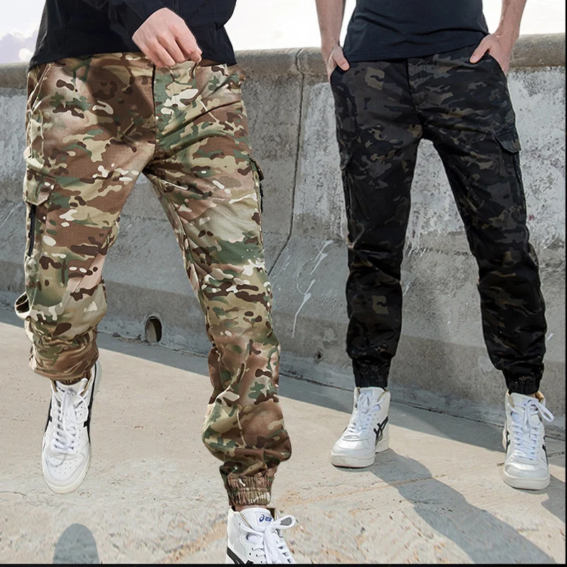 Брюки мужские тактические, повседневные камуфляжные уличные штаны, модные брюки-карго в стиле сафари, брюки-карандаш для бега