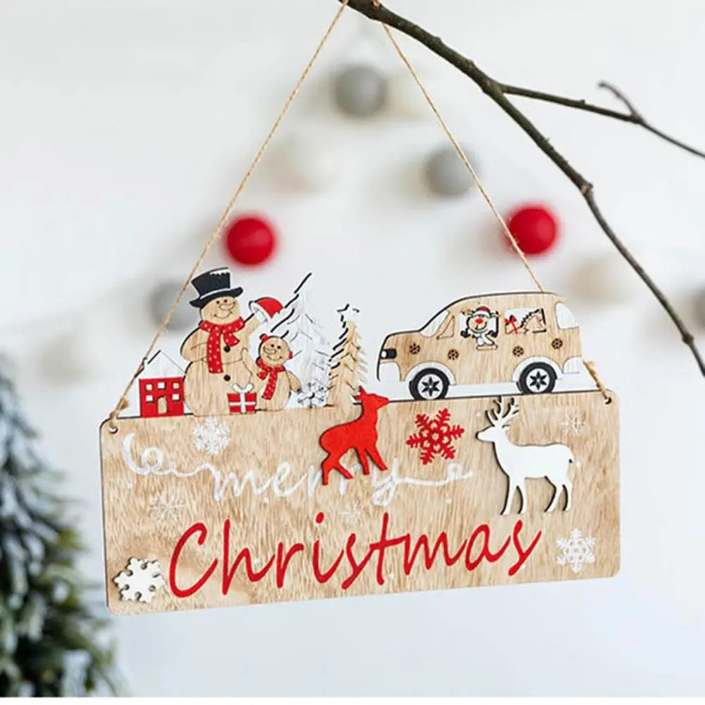 Рождество деревянные дверные украшения с изображениями Санта Клауса и снеговика