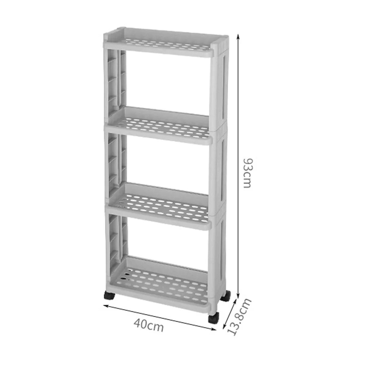 

4 Tier Storage Organizer Rack Movable Kitchen Bathroom Shelf Metal Rolling Trolley Cart Basket Stand Wheels Save Space Holder