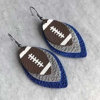 three layered rugby leather teardrop earrings for women leopard leather soccer leaf drop earrings fashion sport jewelry