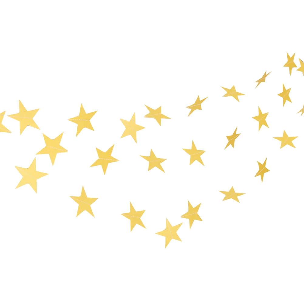 Золотой Hot Sale Hanging Paper Star String Pentagram Bunting Banner Decoration For Birthday Wedding Party TY - Цвет: Золотой