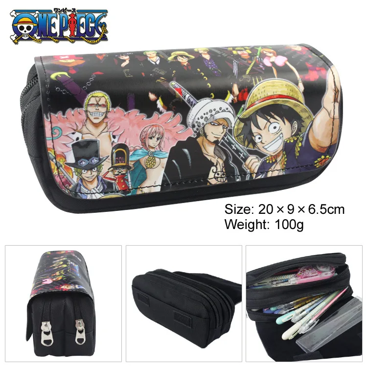 

Anime One Piece: Monkey D. Luffy cartoon large-capacity double-layer zipper pencil case student wallet campus pencil case