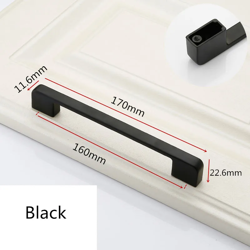 Черные ручки для шкафа мебели Хромированная ручка мебельная фурнитура кухонная