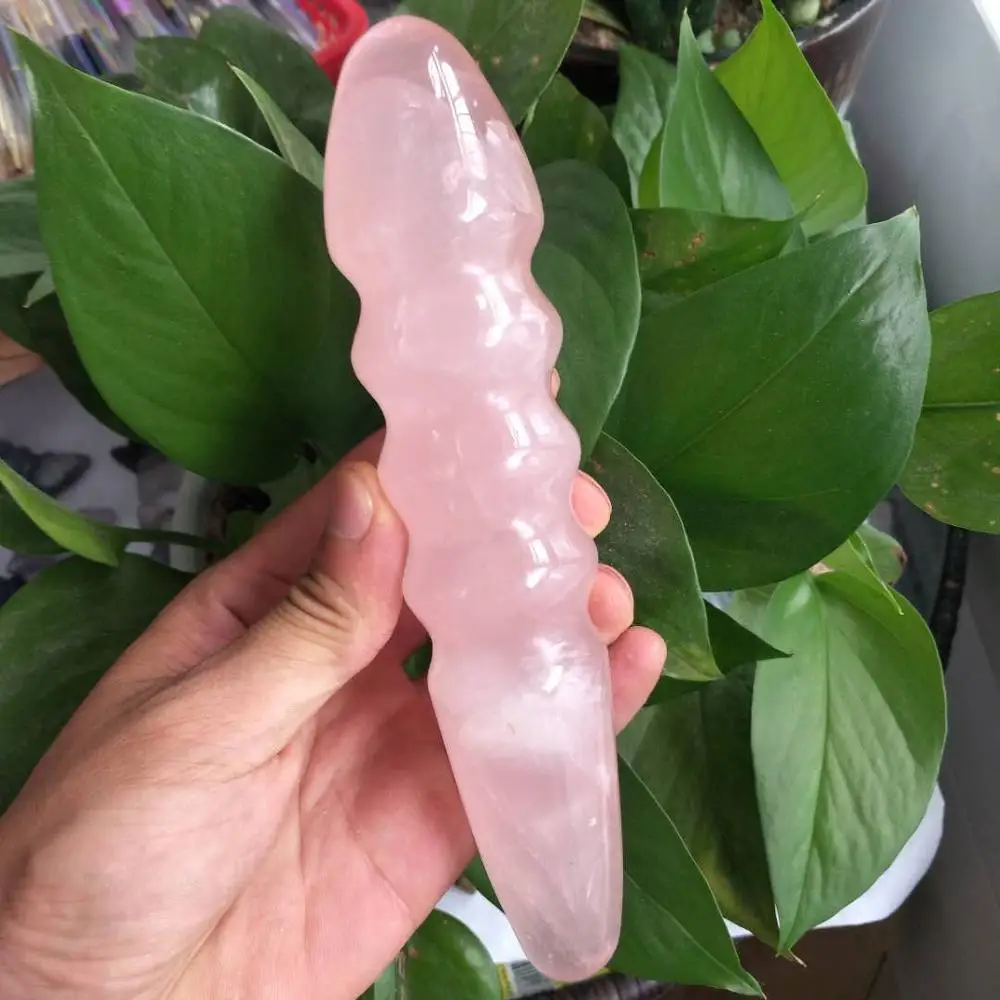 

Natural rose crystal massage stick spiral crystal massage stick healing 18CM