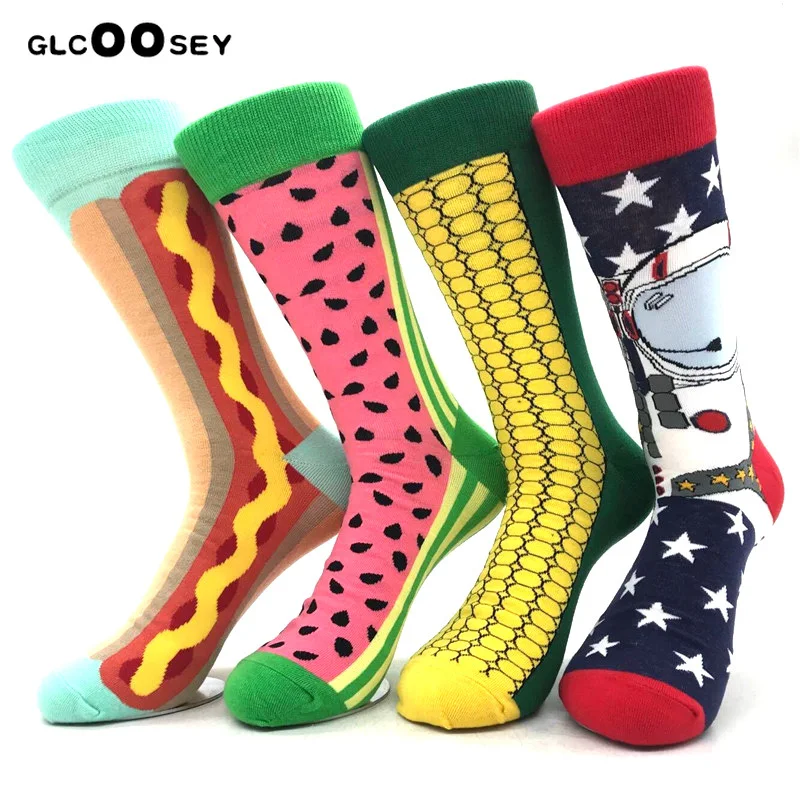 4 пары счастливых носков астронавты кукурузы арбуз полоски Британский ветер хит