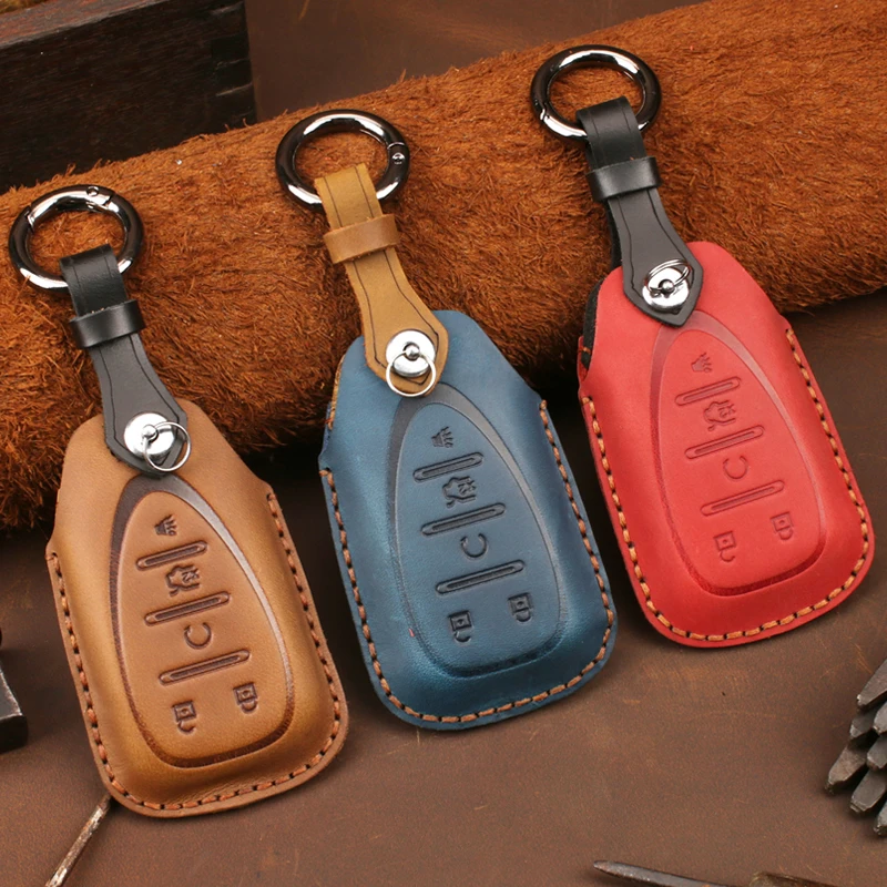 

Leather Key Case Remote Cover for Chevrolet Chevy Scirocco Orlando Trax Sail Epica Captiva Malibu Chain Holder Car Accessories