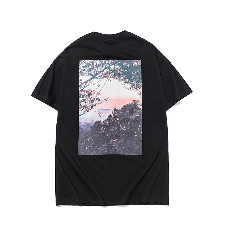 

ESSENTIALS High Street T-shirt A Large Photo Of The Sunset Over The Sea Of Clouds In The Forest ESSENTIALS Leisure Top Tees