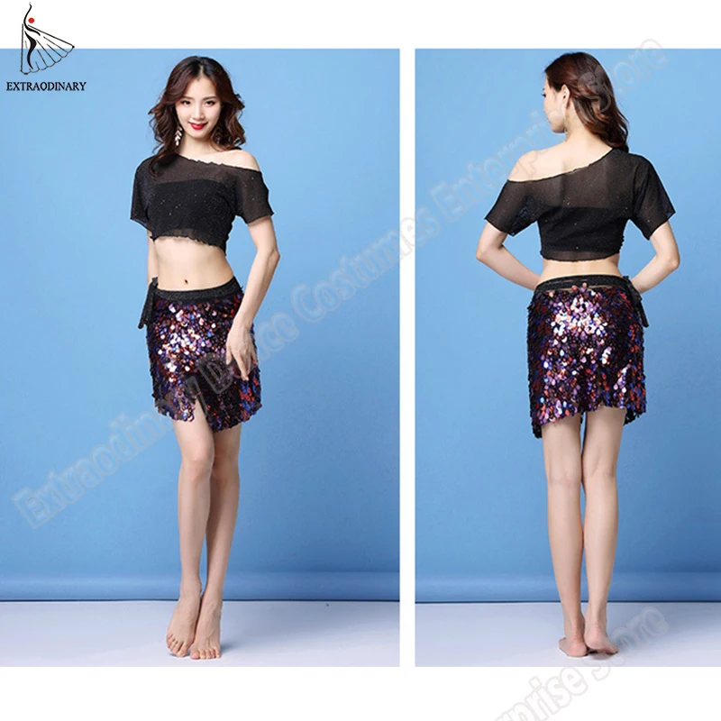 Женский топ для танца живота тренировочный набедренный платок с блестками