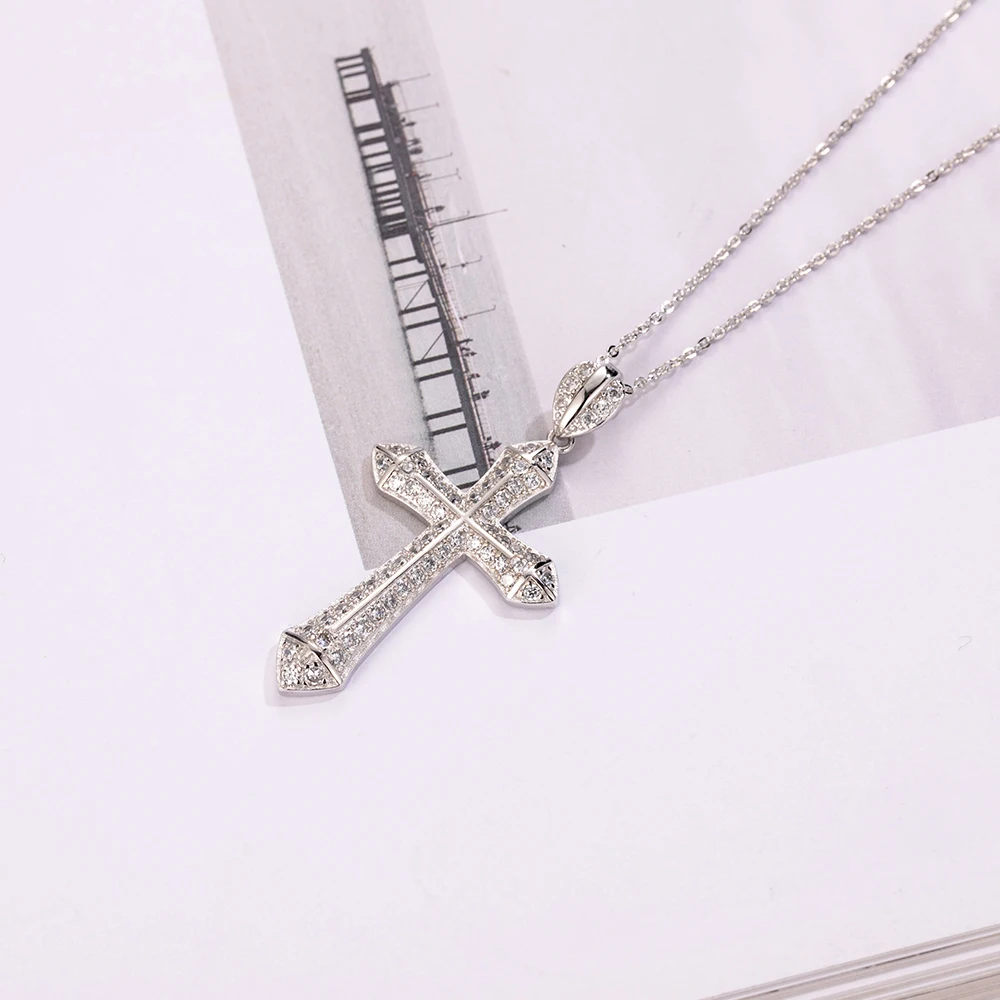 Роскошное ожерелье с подвеской крестом из стерлингового серебра 925 пробы