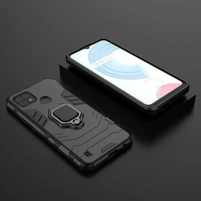 for Realme C25 RMX3193 RMX3191 C25s RMX3195 Realme C21 RMX3201 Armor Finger Ring Hard Phone Case Cover Fundas Capa Etui