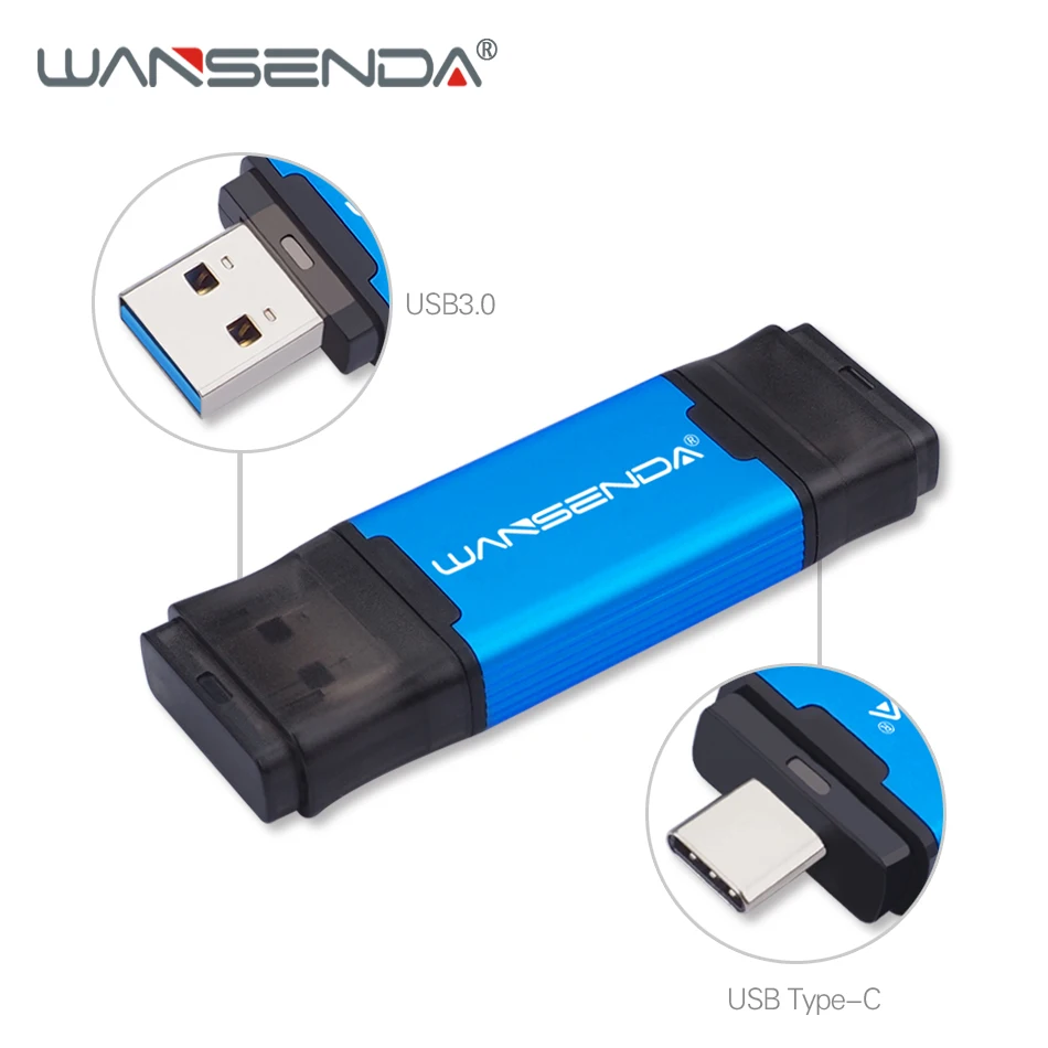 WANSENDA 2 в 1 TYPE C USB3.0 USB флеш накопитель 512 ГБ 256 128 64 32 для Android/PC двойной OTG флешка