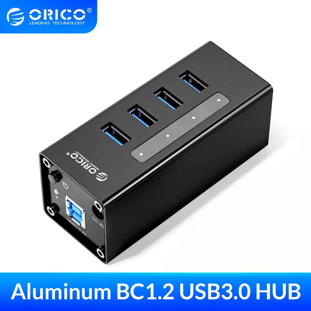 Алюминиевый usb хаб ORICO 4 порта 5 Гбит/с концентратор USB 3 0 с 12 В порт питания BC1.2