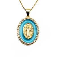 micro zircon virgin mary pendant necklace drops of paint virgin copper gold plated diy neck catenary necklace jewelry