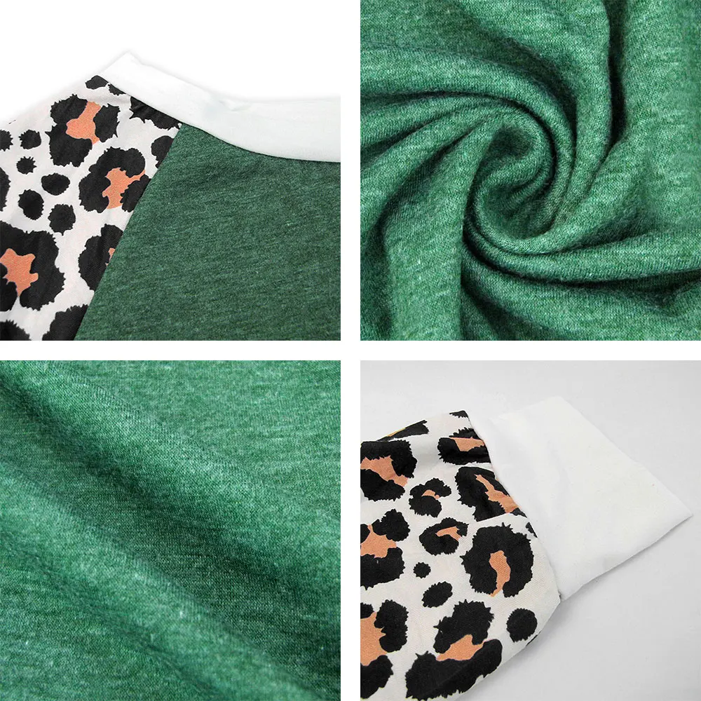 

Womens Leopard Print Knit Sweaters Long Sleeve Twist Knot Tunic Loose Tops