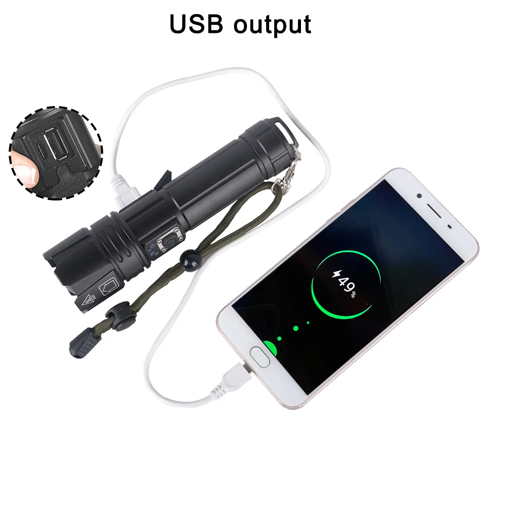 XHP70.2 50 Вт светодиодный фонарик фонарь USB перезаряжаемые фонари Масштабируемые Тактический Защитный мощный фонарик для кемпинга охоты