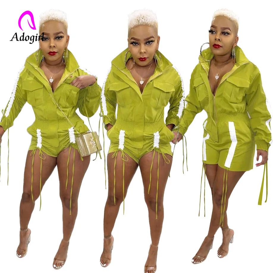 

Casual Loose Pocket Stitching Drawstring Tie Long-sleeved Playsuits Autumn Young Ladies Girls Long Sleeve Jumpsuits Streetwear