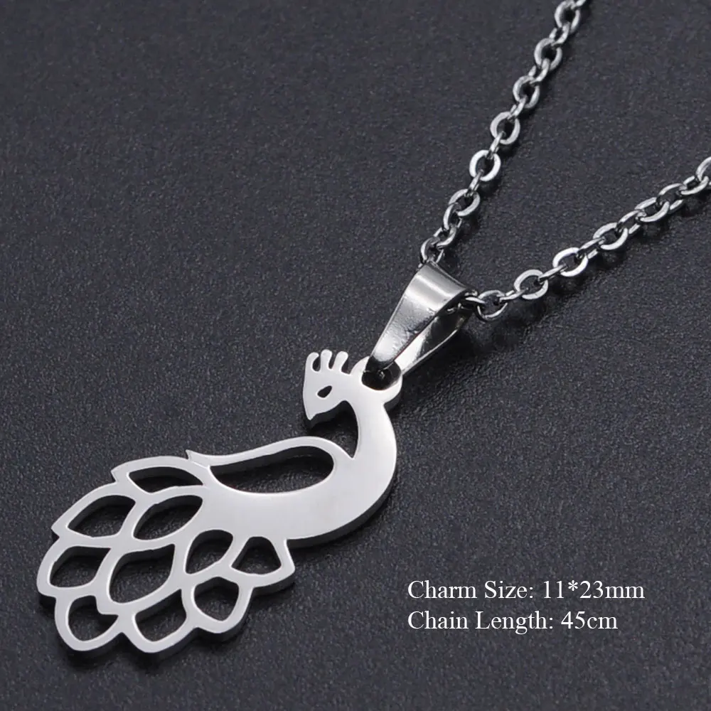 Ожерелье с подвеской в виде павлина из нержавеющей стали для женщин принимаем