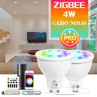 Умная лампа ZigBee 3,0 Pro GU10 MR16, 4 Вт, RGB, CCT, с голосовым управлением