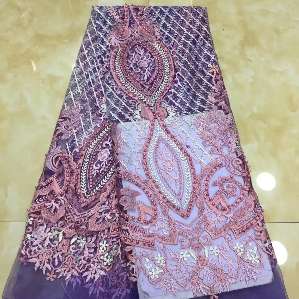 

beautiful beaded african net tulle lace fabric good quality african french lace fabric for women party dress XZXOC173