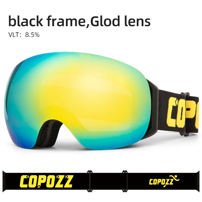gold COPOZZ, безрамные лыжные очки с снежной маской для мужчин и женщин, очки для сноуборда с магнитной защитой UV400, противотуманные лыжные очки - Цвет: gold
