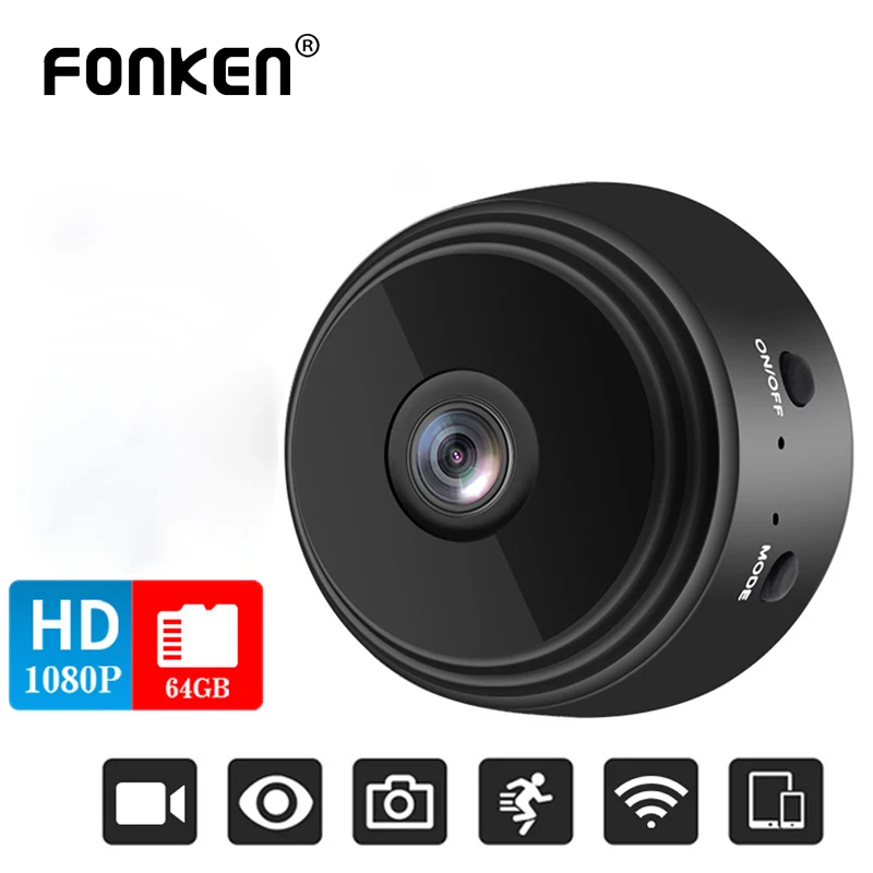 

FONKEN Mini IP Camera Webcam Wireless Indoor Remote Wifi Security Cam Smart High-Definition 1080P Night Vision Network Monitor