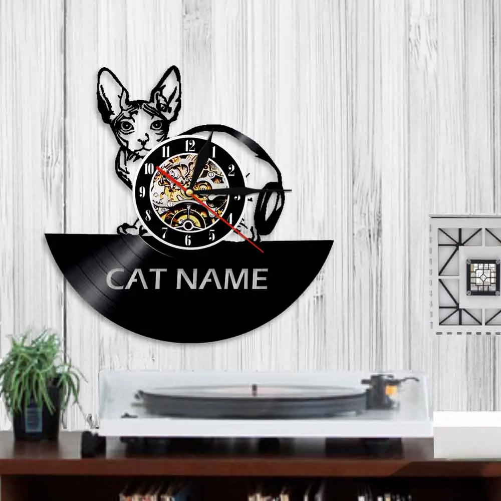 Настенные часы с изображением канадского кота без волос современный дизайн