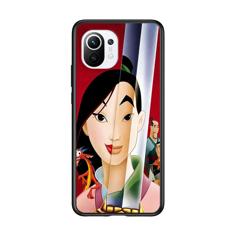 

Disney Princess MuLan for Xiaomi Mi 11 10T Note 10 Ultra 5G 9 9T SE 8 A3 A2 A1 6X Pro Play F1 Lite 5G Black Phone Case