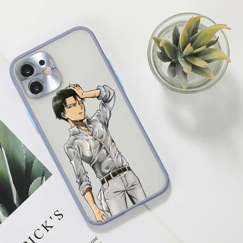 

Anime Attack on Titan Phone Case For iPhone 12 11 Mini Pro XR XS Max 7 8 Plus X Matte transparent Gray Back Cover