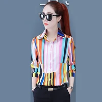 springautumn korean fashion chiffon women shirts office lady turn down collar long sleeve blouse red ladies tops