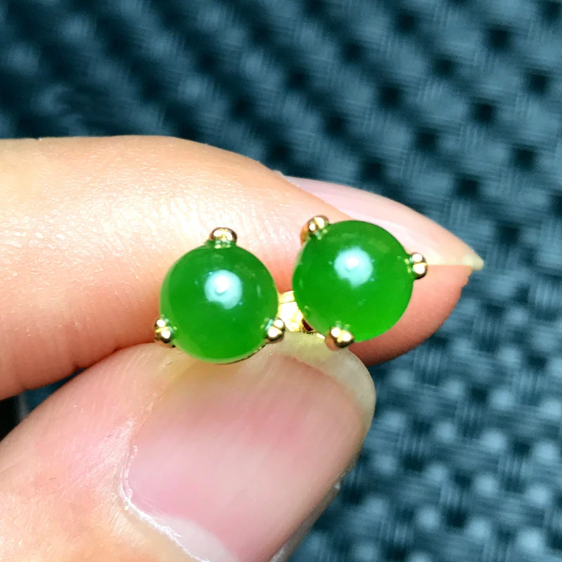 Jade earrings 925 silver gold plated small women's earrings sterling emerald jasper Gemstone jewelry Green jade vintage earings images - 6