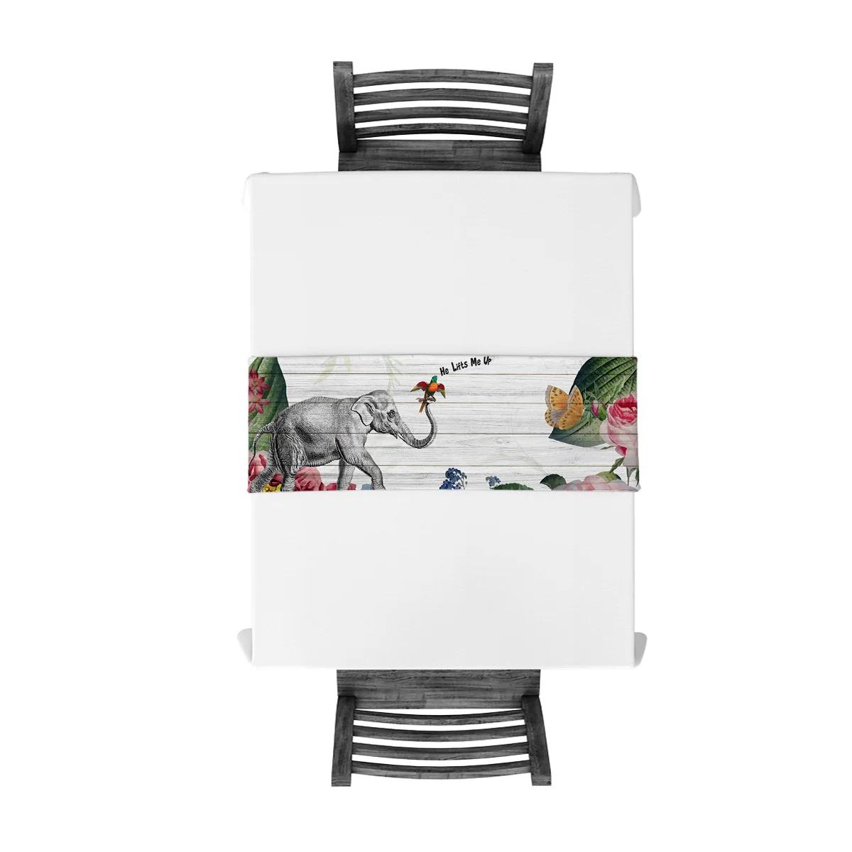 Настольная дорожка с изображением слона цветов бабочек птиц | Дом и сад