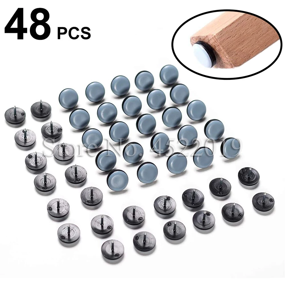 48Pcs Furniture Glide Nail-on Plastic Slider Pad Floor Protector for Wooden Leg Feet of Chair Table Sofa(Φ19mm or 0.75") |