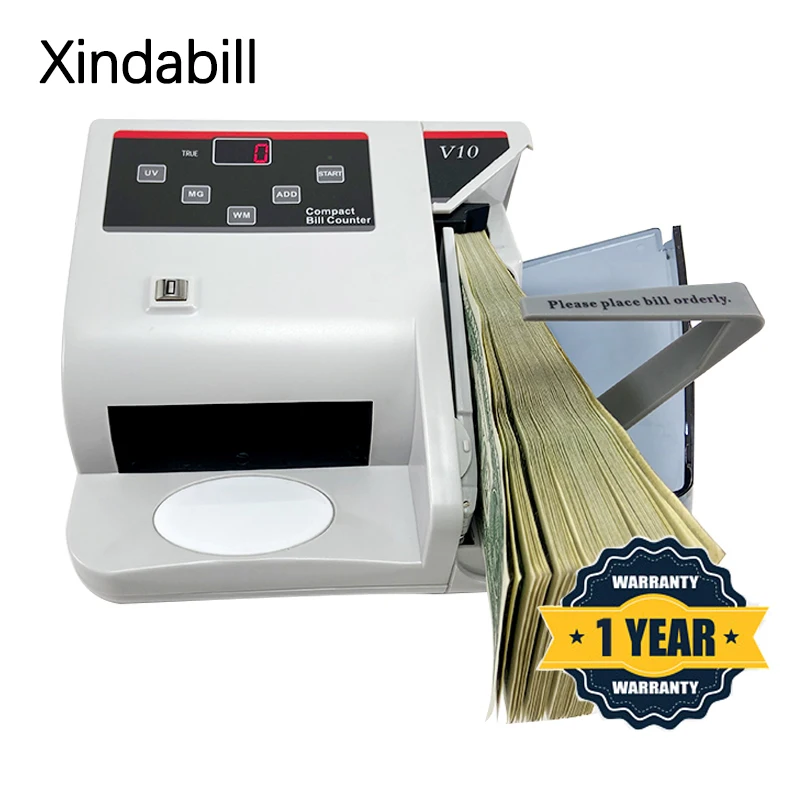 Máquina de conteo de billetes V10, portátil, práctica, detección de Bankenotes falsos, contador de dinero