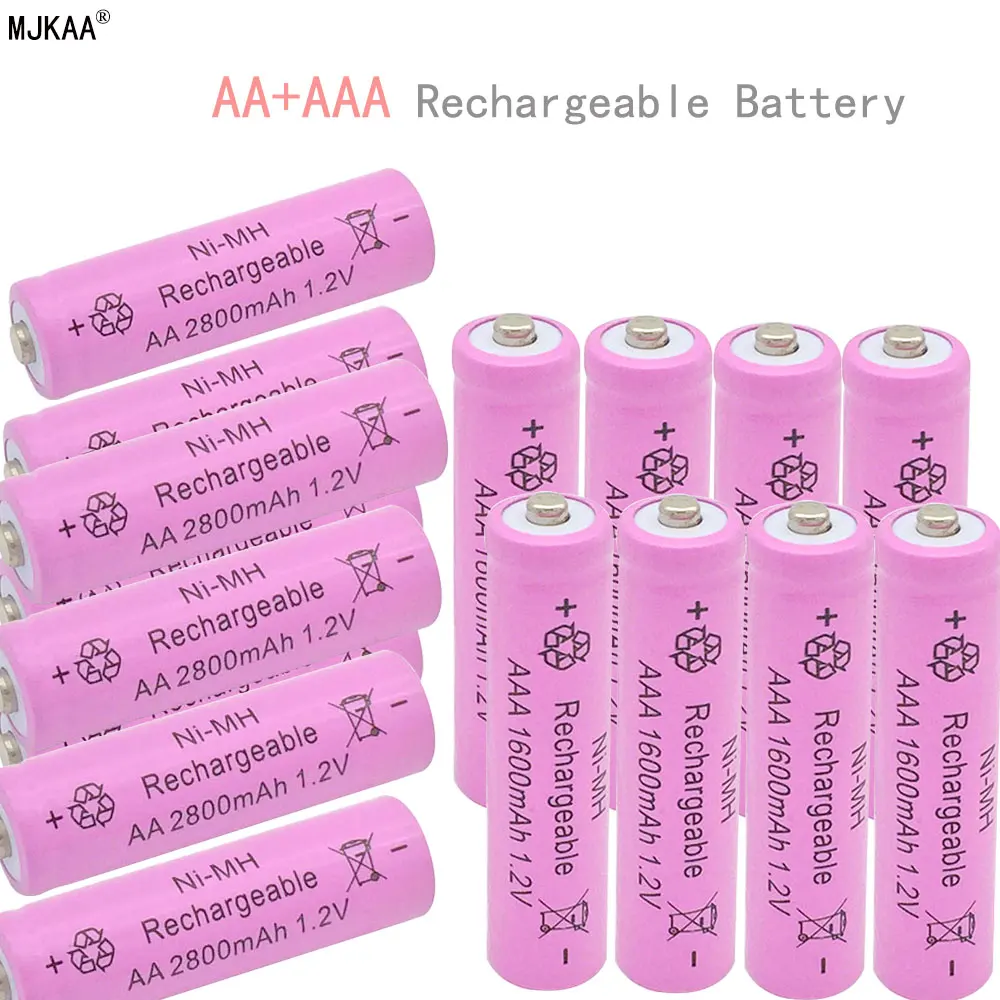 8 шт./MJKAA Ni MH 2800 мАч AA 1 2 в + шт. AAA батарея 1600 В Aa аккумуляторная используемая для