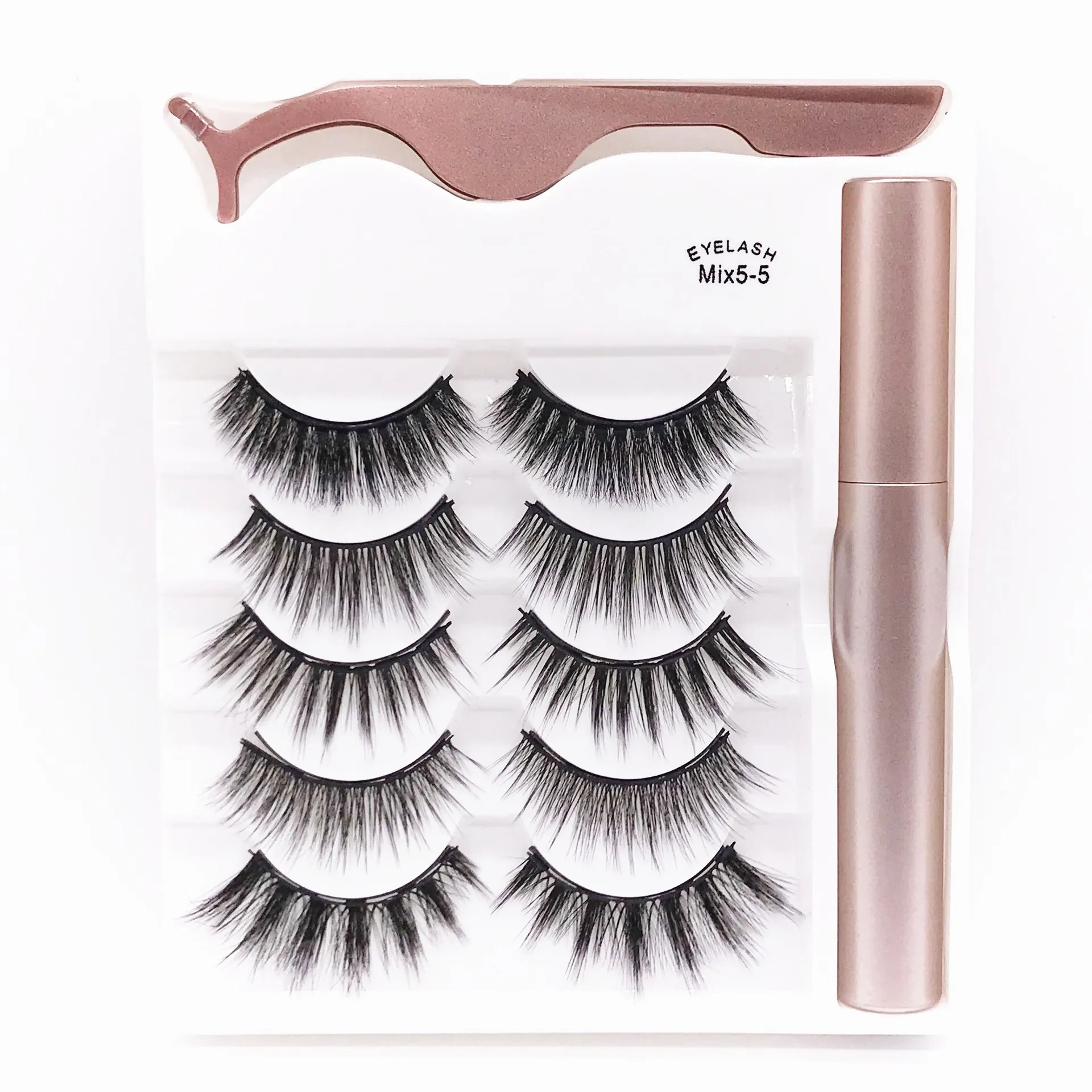 

New Makeup 5 pairs 3D Magnetic Eyelashes Magnet Eyeliner Fake lashes Waterproof Liquid Long Lasting Eyelashes Set for Makeup